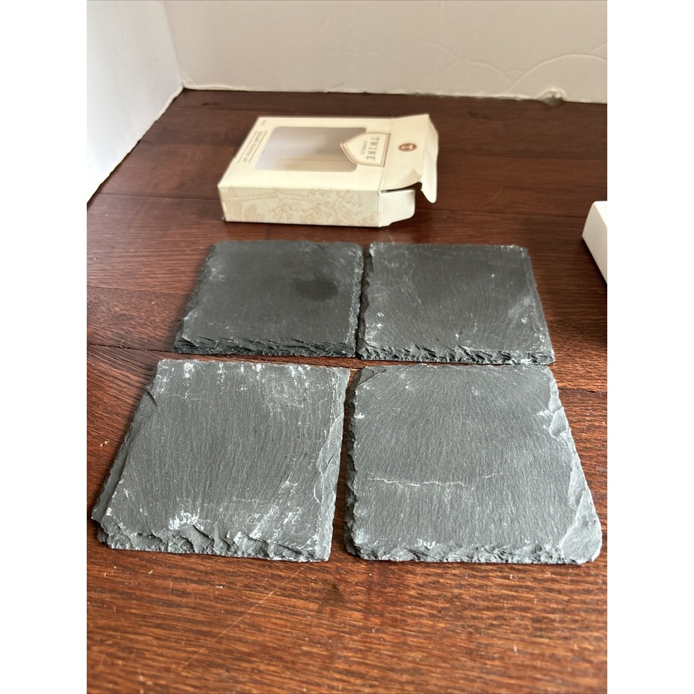 Twine Living - Natural Slate Square Coasters, Set of 4, 4 Inch Square - NEW - Picture 7 of 8
